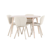 Stůl Flora - Whitewash se 4 židlemi Lilja - Béžová