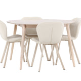 Stůl Flora - Whitewash se 4 židlemi Lilja - Béžová