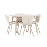 Stůl Flora - Whitewash se 4 židlemi Lilja - Béžová