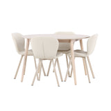 Stůl Flora - Whitewash se 4 židlemi Lilja - Béžová