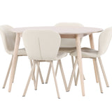 Stůl Flora - Whitewash se 4 židlemi Lilja - Béžová