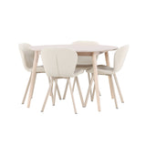 Stůl Flora - Whitewash se 4 židlemi Lilja - Béžová