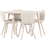 Stůl Flora - Whitewash se 4 židlemi Lilja - Béžová