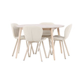 Stůl Flora - Whitewash se 4 židlemi Lilja - Béžová