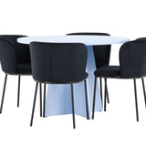 Stůl Bootcut - Baby Blue se 4 židlemi Edina - Black