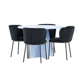 Stůl Bootcut - Baby Blue se 4 židlemi Edina - Black