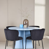 Stůl Bootcut - Baby Blue se 4 židlemi Edina - Black