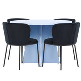 Stůl Bootcut - Baby Blue se 4 židlemi Edina - Black