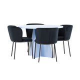 Stůl Bootcut - Baby Blue se 4 židlemi Edina - Black