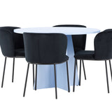 Stůl Bootcut - Baby Blue se 4 židlemi Edina - Black