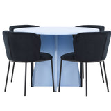 Stůl Bootcut - Baby Blue se 4 židlemi Edina - Black