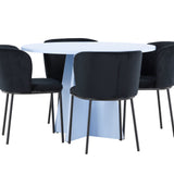 Stůl Bootcut - Baby Blue se 4 židlemi Edina - Black