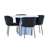 Stůl Bootcut - Baby Blue se 4 židlemi Edina - Black