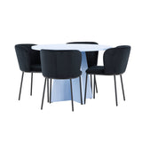 Stůl Bootcut - Baby Blue se 4 židlemi Edina - Black