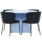 Stůl Bootcut - Baby Blue se 4 židlemi Edina - Black