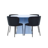 Stůl Bootcut - Baby Blue se 4 židlemi Edina - Black