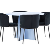 Stůl Bootcut - Baby Blue se 4 židlemi Edina - Black