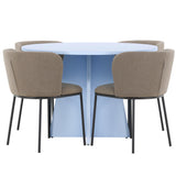 Stůl Bootcut - Baby Blue se 4 židlemi Edina - Black / Brown