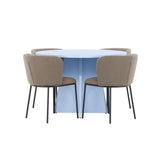 Stůl Bootcut - Baby Blue se 4 židlemi Edina - Black / Brown