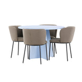 Stůl Bootcut - Baby Blue se 4 židlemi Edina - Black / Brown