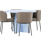 Stůl Bootcut - Baby Blue se 4 židlemi Edina - Black / Brown