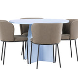 Stůl Bootcut - Baby Blue se 4 židlemi Edina - Black / Brown