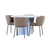 Stůl Bootcut - Baby Blue se 4 židlemi Edina - Black / Brown