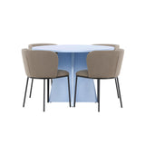 Stůl Bootcut - Baby Blue se 4 židlemi Edina - Black / Brown