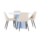 Bootcut Table - Baby Blue se 4 nočními židlemi - Black / Béžová