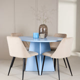 Bootcut Table - Baby Blue se 4 nočními židlemi - Black / Béžová