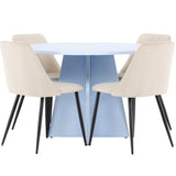 Bootcut Table - Baby Blue se 4 nočními židlemi - Black / Béžová