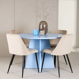 Bootcut Table - Baby Blue se 4 nočními židlemi - Black / Béžová