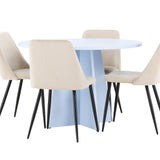 Bootcut Table - Baby Blue se 4 nočními židlemi - Black / Béžová