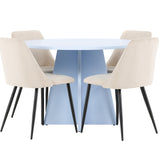 Bootcut Table - Baby Blue se 4 nočními židlemi - Black / Béžová