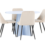 Bootcut Table - Baby Blue se 4 nočními židlemi - Black / Béžová