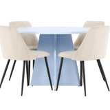 Bootcut Table - Baby Blue se 4 nočními židlemi - Black / Béžová