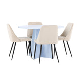 Bootcut Table - Baby Blue se 4 nočními židlemi - Black / Béžová