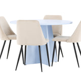 Bootcut Table - Baby Blue se 4 nočními židlemi - Black / Béžová