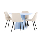 Bootcut Table - Baby Blue se 4 nočními židlemi - Black / Béžová