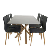 Piazza Matbord - Ek-look / svart - 180*90*75 +Windu Matstol - Ek-Look / Mörkgrå _6