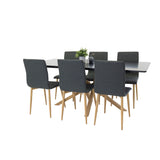 Piazza Matbord - Ek-look / svart - 180*90*75 +Windu Matstol - Ek-Look / Mörkgrå _6