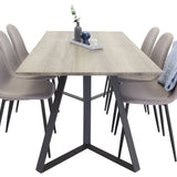 Jídelní stůl Marina - 180*90*H75 - Šedá / Černá + Židle Polar - Šedá látka Černé nohy _6