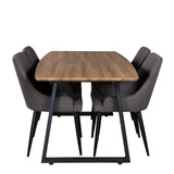 Jídelní stůl Inca - 160/200*85*H75 - Dub / Černá +Plaza - Jídelní židle - Černá/Tmavě šedá _4