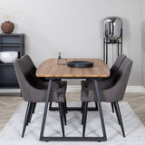 Jídelní stůl Inca - 160/200*85*H75 - Dub / Černá +Plaza - Jídelní židle - Černá/Tmavě šedá _4