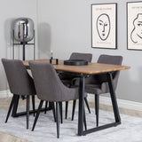 Jídelní stůl Inca - 160/200*85*H75 - Dub / Černá +Plaza - Jídelní židle - Černá/Tmavě šedá _4