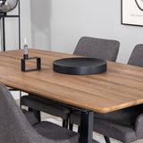 Jídelní stůl Inca - 160/200*85*H75 - Dub / Černá +Plaza - Jídelní židle - Černá/Tmavě šedá _4