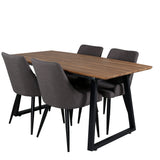 Jídelní stůl Inca - 160/200*85*H75 - Dub / Černá +Plaza - Jídelní židle - Černá/Tmavě šedá _4