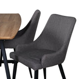 Jídelní stůl Inca - 160/200*85*H75 - Dub / Černá +Plaza - Jídelní židle - Černá/Tmavě šedá _4