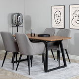 Jídelní stůl Inca - 160/200*85*H75 - Dub / Černá +Komfortní židle Polar šedá - Černé nohy _4