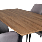 Jídelní stůl Inca - 160/200*85*H75 - Dub / Černá +Komfortní židle Polar šedá - Černé nohy _4